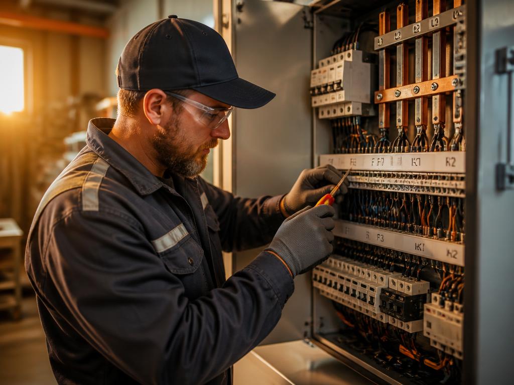 Técnico da Electrotaipas a intervir num quadro eléctrico industrial